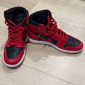 Nike Black and Red High-Top Sneakers